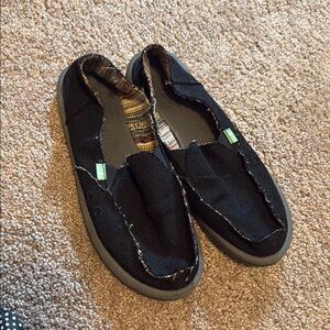 Sanuk Black Slip-On Women's Shoes